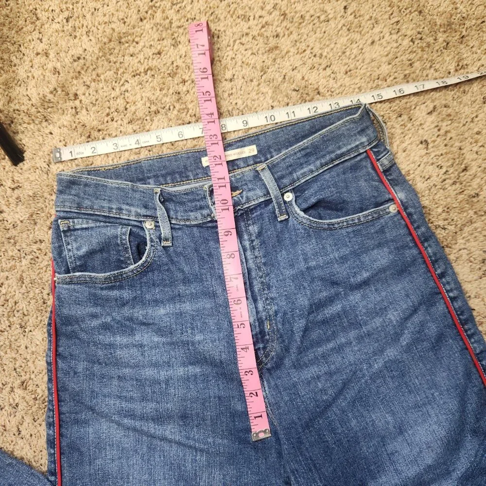 Levis Mile High Red Stripe Cropped Wide Leg Jeans